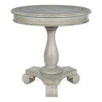 OSP Home Furnishings BP-AVLAT-YCM6 Avalon Hand Painted Round Accent table in Antique Grey Stone Finish